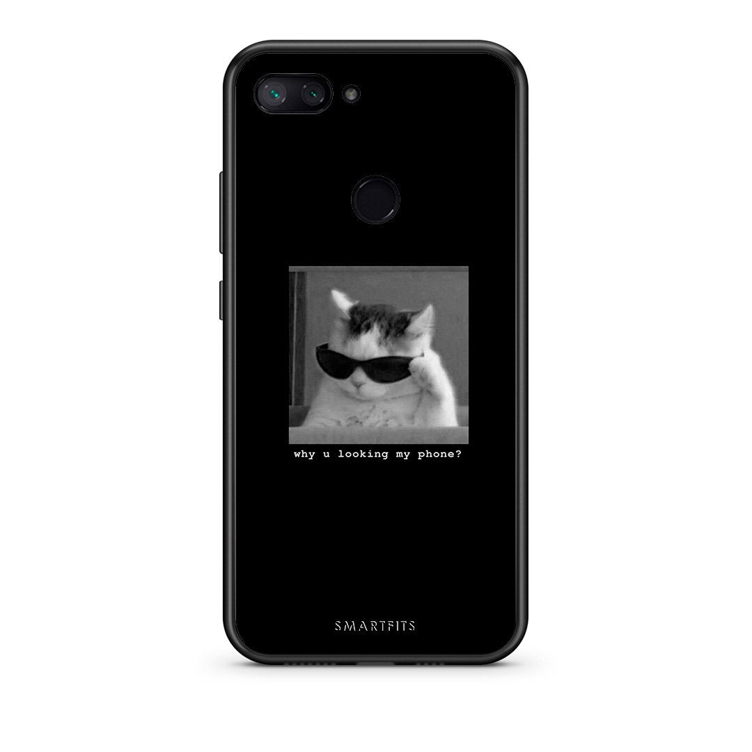 Xiaomi Mi 8 Lite Meme Cat θήκη από τη Smartfits με σχέδιο στο πίσω μέρος και μαύρο περίβλημα | Smartphone case with colorful back and black bezels by Smartfits