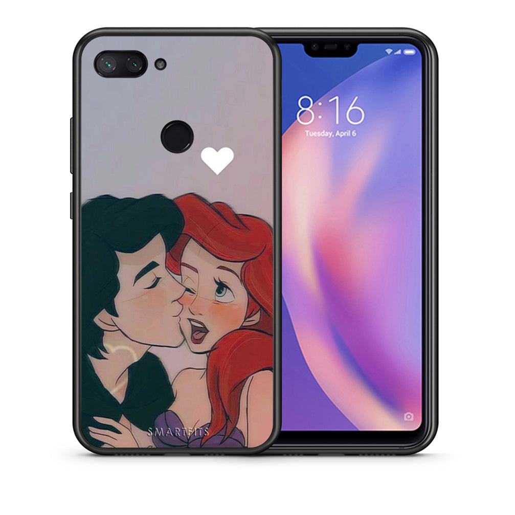 Θήκη Αγίου Βαλεντίνου Xiaomi Mi 8 Lite Mermaid Love από τη Smartfits με σχέδιο στο πίσω μέρος και μαύρο περίβλημα | Xiaomi Mi 8 Lite Mermaid Love case with colorful back and black bezels