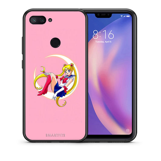 Θήκη Xiaomi Mi 8 Lite Moon Girl από τη Smartfits με σχέδιο στο πίσω μέρος και μαύρο περίβλημα | Xiaomi Mi 8 Lite Moon Girl case with colorful back and black bezels