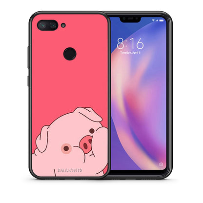 Θήκη Αγίου Βαλεντίνου Xiaomi Mi 8 Lite Pig Love 1 από τη Smartfits με σχέδιο στο πίσω μέρος και μαύρο περίβλημα | Xiaomi Mi 8 Lite Pig Love 1 case with colorful back and black bezels
