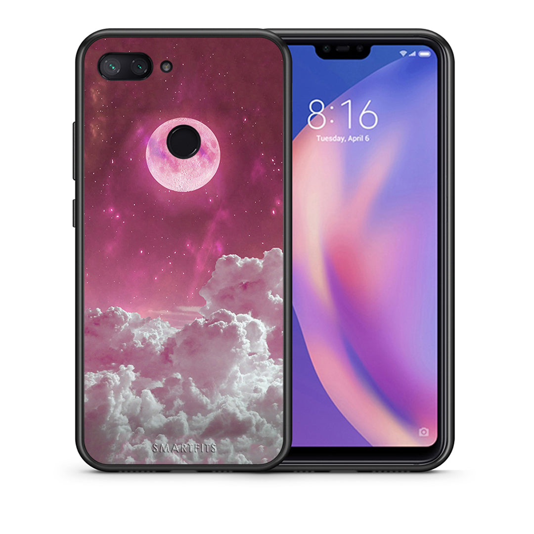 Θήκη Xiaomi Mi 8 Lite Pink Moon από τη Smartfits με σχέδιο στο πίσω μέρος και μαύρο περίβλημα | Xiaomi Mi 8 Lite Pink Moon case with colorful back and black bezels