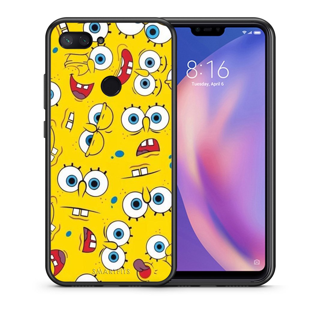 Θήκη Xiaomi Mi 8 Lite Sponge PopArt από τη Smartfits με σχέδιο στο πίσω μέρος και μαύρο περίβλημα | Xiaomi Mi 8 Lite Sponge PopArt case with colorful back and black bezels