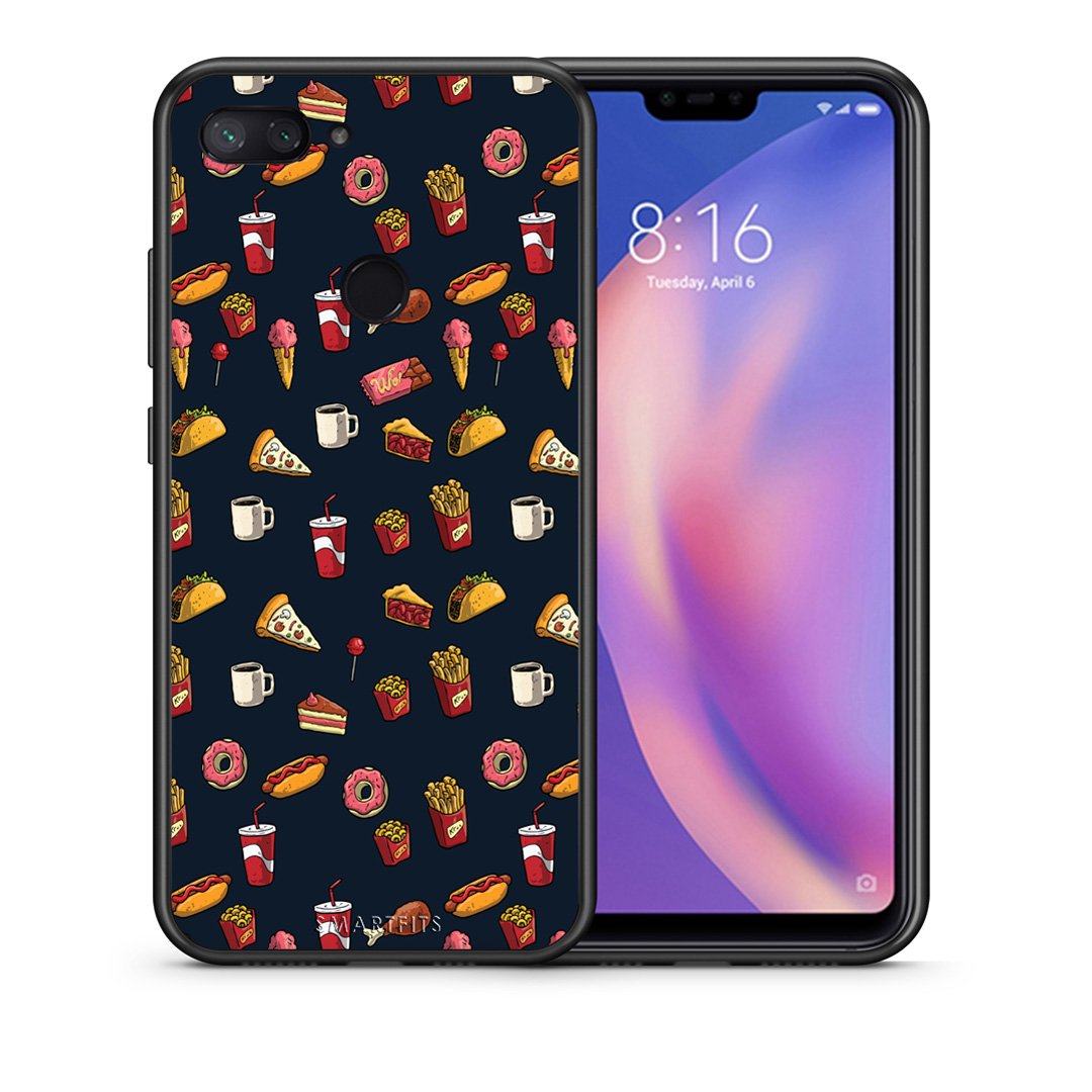 Θήκη Xiaomi Mi 8 Lite Hungry Random από τη Smartfits με σχέδιο στο πίσω μέρος και μαύρο περίβλημα | Xiaomi Mi 8 Lite Hungry Random case with colorful back and black bezels
