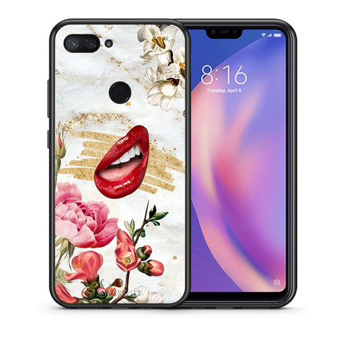 Θήκη Xiaomi Mi 8 Lite Red Lips από τη Smartfits με σχέδιο στο πίσω μέρος και μαύρο περίβλημα | Xiaomi Mi 8 Lite Red Lips case with colorful back and black bezels