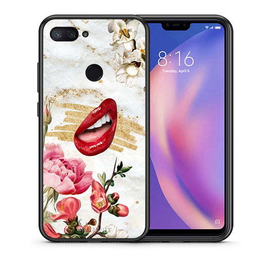 Θήκη Xiaomi Mi 8 Lite Red Lips από τη Smartfits με σχέδιο στο πίσω μέρος και μαύρο περίβλημα | Xiaomi Mi 8 Lite Red Lips case with colorful back and black bezels