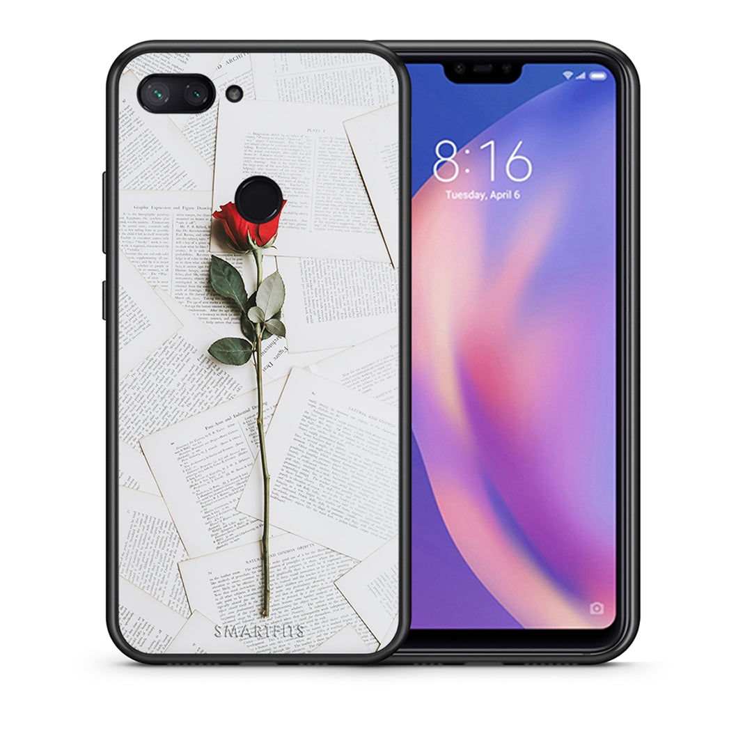 Θήκη Xiaomi Mi 8 Lite Red Rose από τη Smartfits με σχέδιο στο πίσω μέρος και μαύρο περίβλημα | Xiaomi Mi 8 Lite Red Rose case with colorful back and black bezels