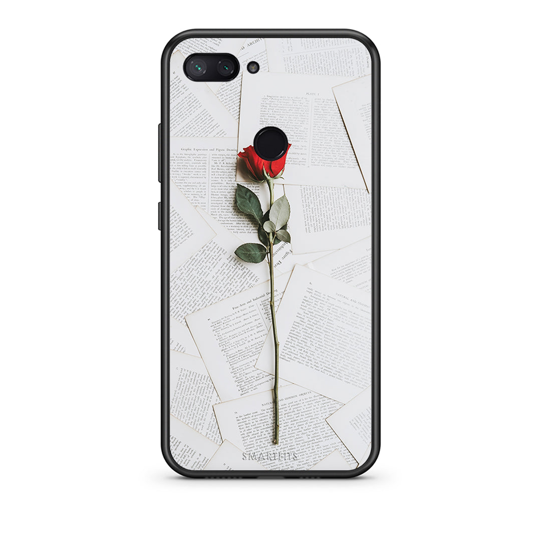 Xiaomi Mi 8 Lite Red Rose θήκη από τη Smartfits με σχέδιο στο πίσω μέρος και μαύρο περίβλημα | Smartphone case with colorful back and black bezels by Smartfits