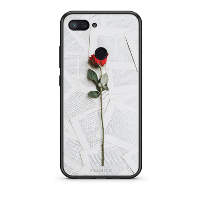 Xiaomi Mi 8 Lite Red Rose θήκη από τη Smartfits με σχέδιο στο πίσω μέρος και μαύρο περίβλημα | Smartphone case with colorful back and black bezels by Smartfits