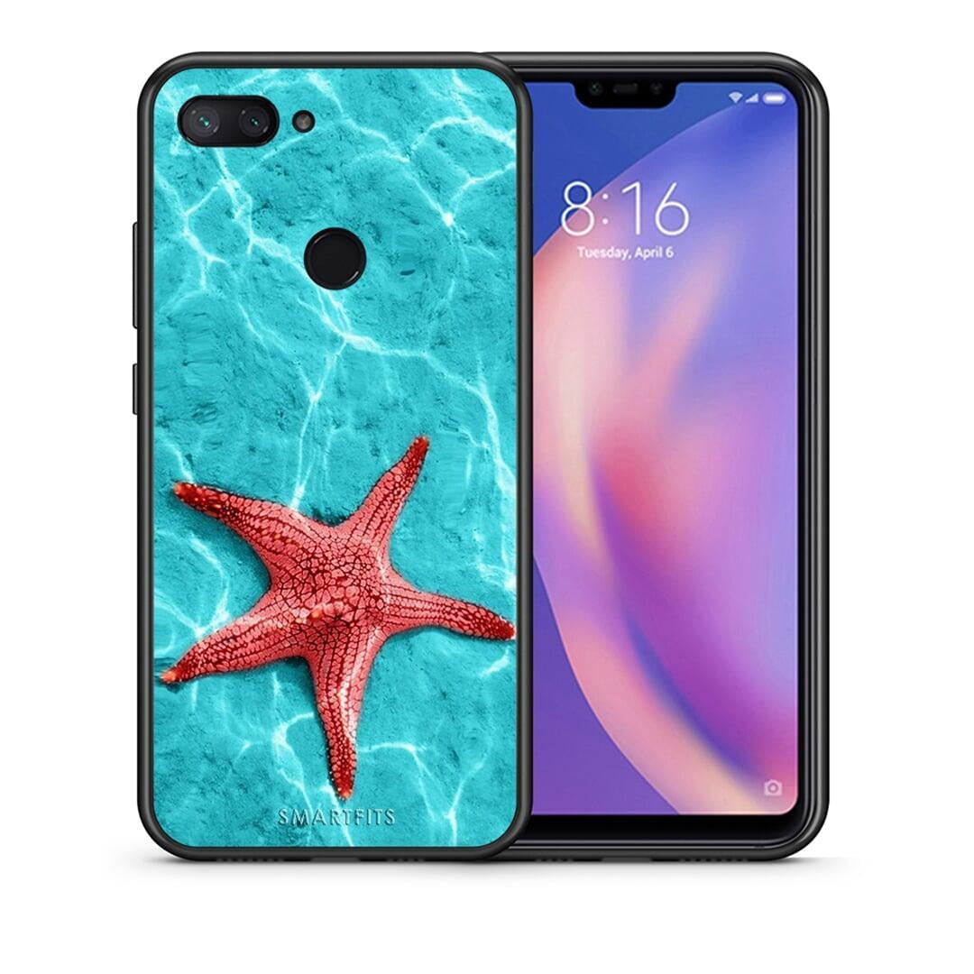 Θήκη Xiaomi Mi 8 Lite Red Starfish από τη Smartfits με σχέδιο στο πίσω μέρος και μαύρο περίβλημα | Xiaomi Mi 8 Lite Red Starfish case with colorful back and black bezels