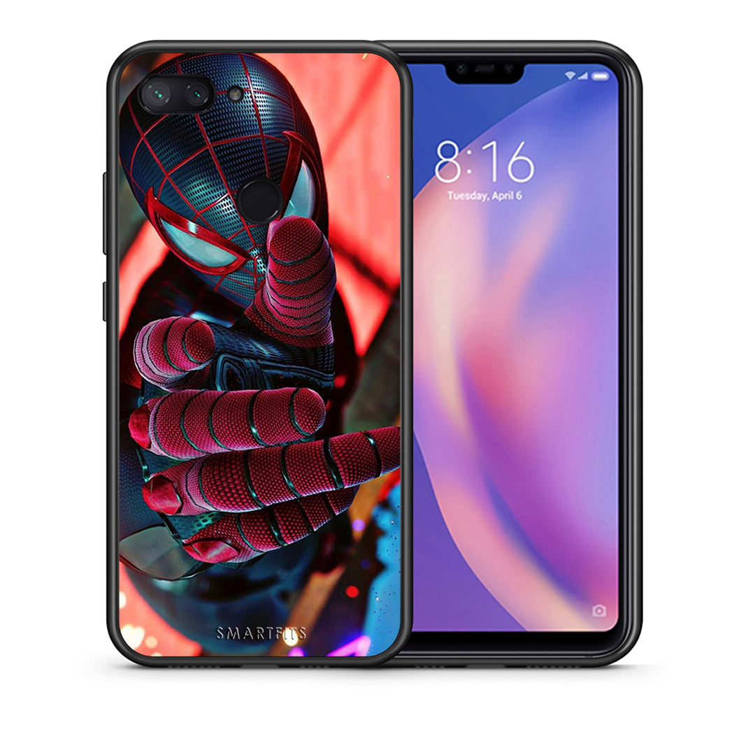 Θήκη Xiaomi Mi 8 Lite Spider Hand από τη Smartfits με σχέδιο στο πίσω μέρος και μαύρο περίβλημα | Xiaomi Mi 8 Lite Spider Hand case with colorful back and black bezels