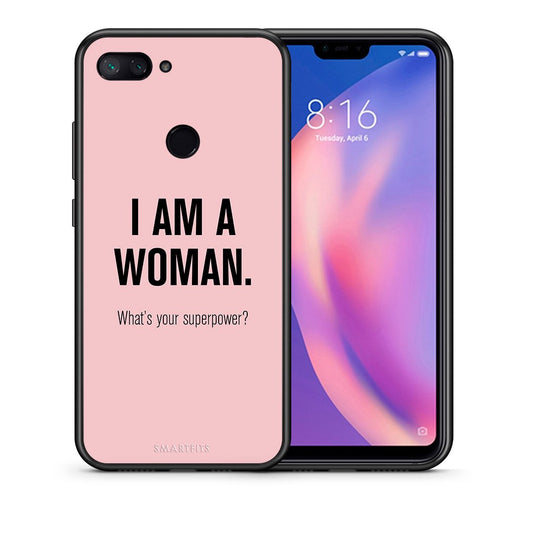 Θήκη Xiaomi Mi 8 Lite Superpower Woman από τη Smartfits με σχέδιο στο πίσω μέρος και μαύρο περίβλημα | Xiaomi Mi 8 Lite Superpower Woman case with colorful back and black bezels