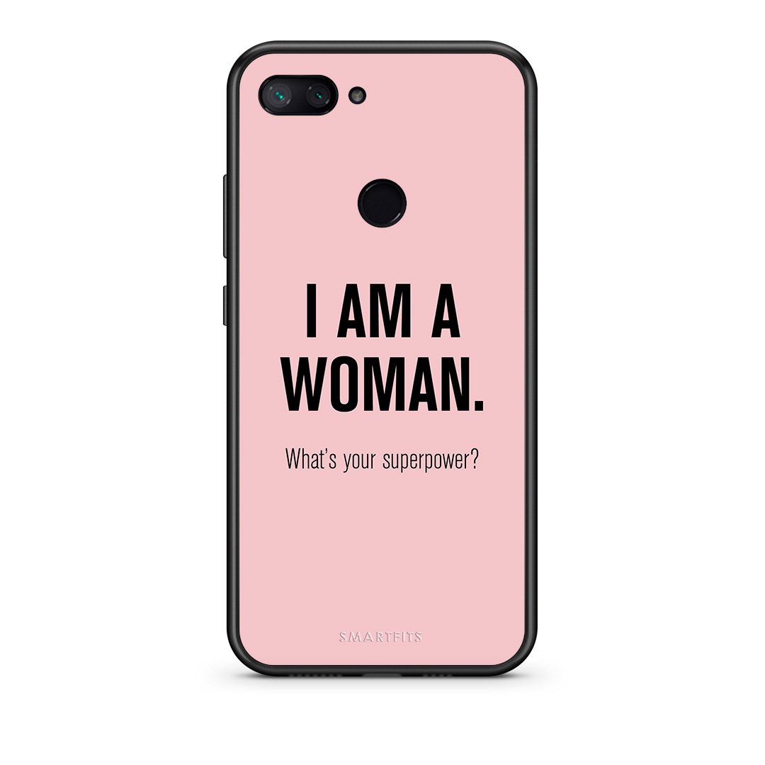 Xiaomi Mi 8 Lite Superpower Woman θήκη από τη Smartfits με σχέδιο στο πίσω μέρος και μαύρο περίβλημα | Smartphone case with colorful back and black bezels by Smartfits