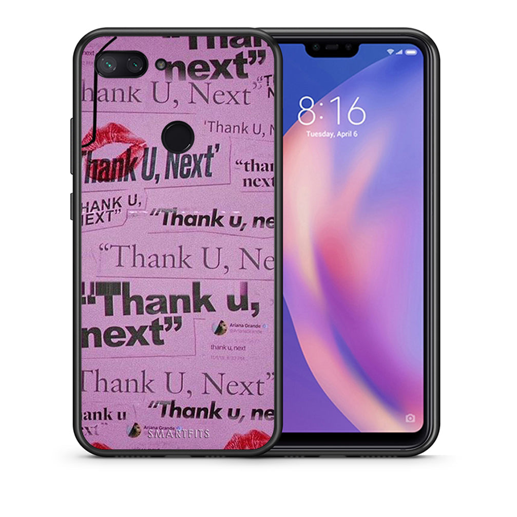 Θήκη Αγίου Βαλεντίνου Xiaomi Mi 8 Lite Thank You Next από τη Smartfits με σχέδιο στο πίσω μέρος και μαύρο περίβλημα | Xiaomi Mi 8 Lite Thank You Next case with colorful back and black bezels