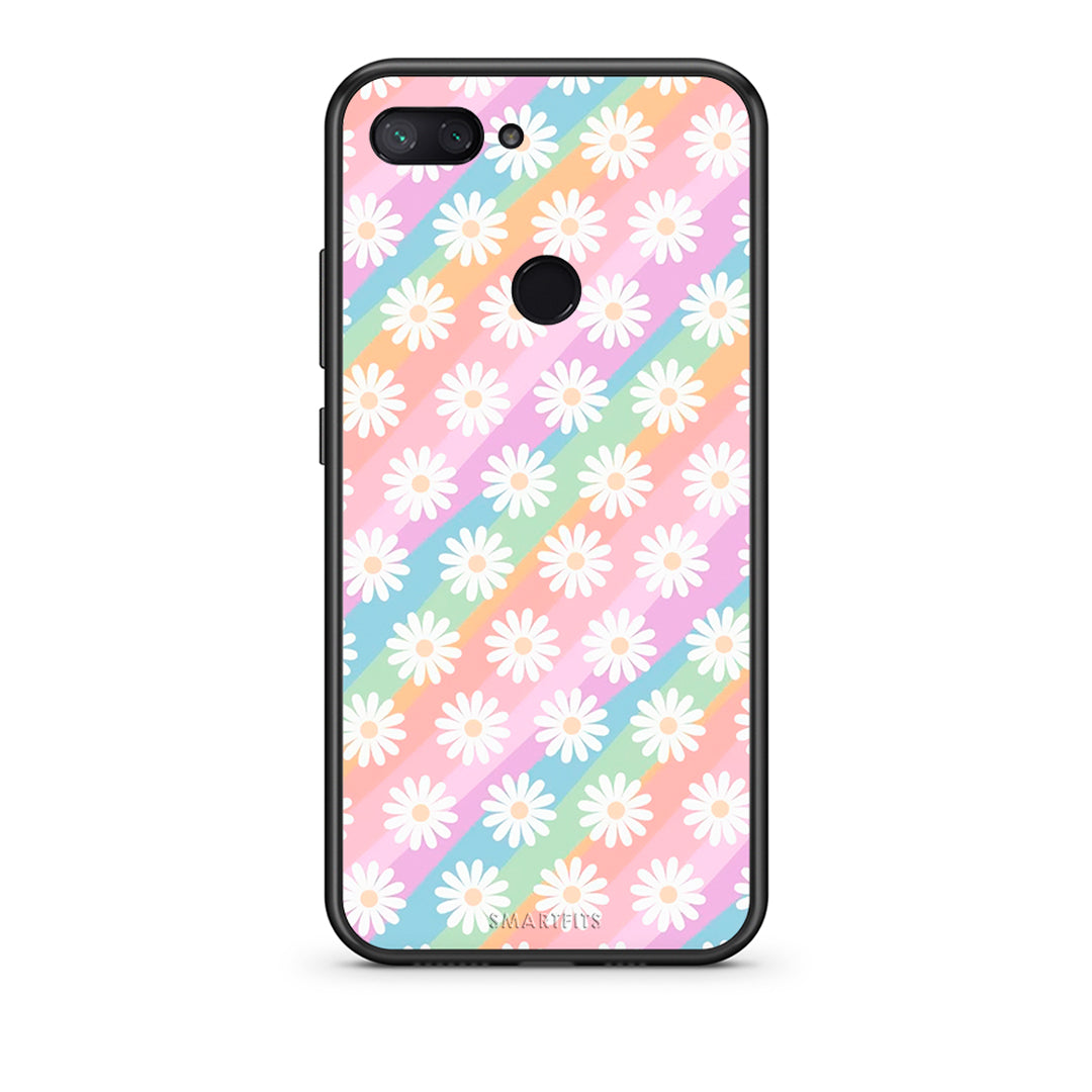 Xiaomi Mi 8 Lite White Daisies θήκη από τη Smartfits με σχέδιο στο πίσω μέρος και μαύρο περίβλημα | Smartphone case with colorful back and black bezels by Smartfits