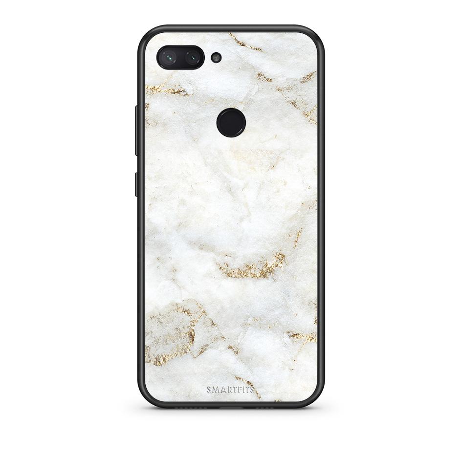 Xiaomi Mi 8 Lite White Gold Marble θήκη από τη Smartfits με σχέδιο στο πίσω μέρος και μαύρο περίβλημα | Smartphone case with colorful back and black bezels by Smartfits