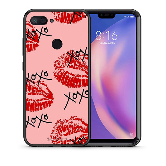 Θήκη Xiaomi Mi 8 Lite XOXO Lips από τη Smartfits με σχέδιο στο πίσω μέρος και μαύρο περίβλημα | Xiaomi Mi 8 Lite XOXO Lips case with colorful back and black bezels