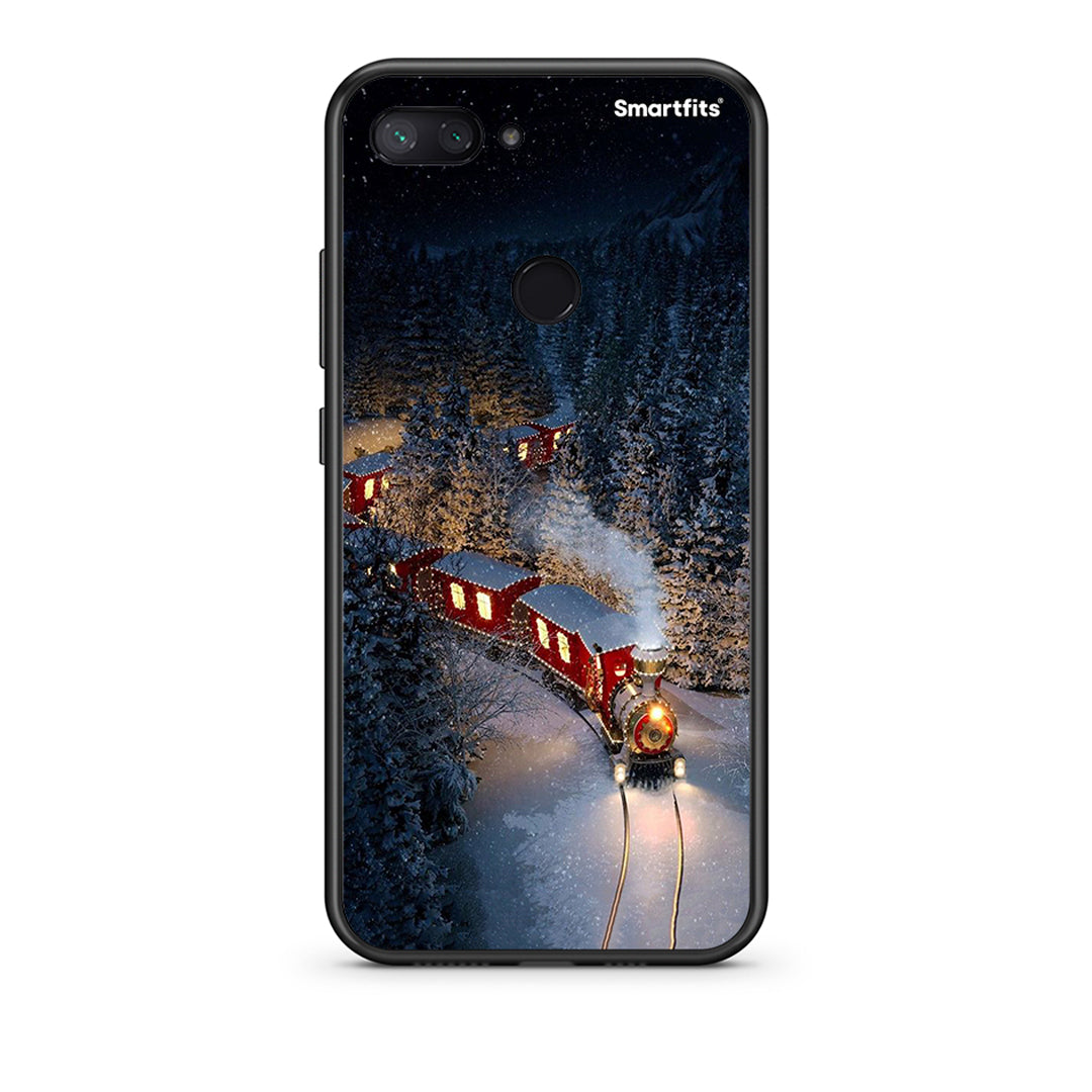 Xiaomi Mi 8 Lite Xmas Train θήκη από τη Smartfits με σχέδιο στο πίσω μέρος και μαύρο περίβλημα | Smartphone case with colorful back and black bezels by Smartfits