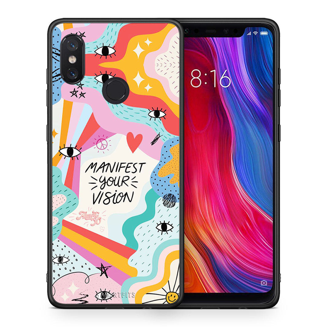 Θήκη Xiaomi Mi 8 Manifest Your Vision από τη Smartfits με σχέδιο στο πίσω μέρος και μαύρο περίβλημα | Xiaomi Mi 8 Manifest Your Vision case with colorful back and black bezels