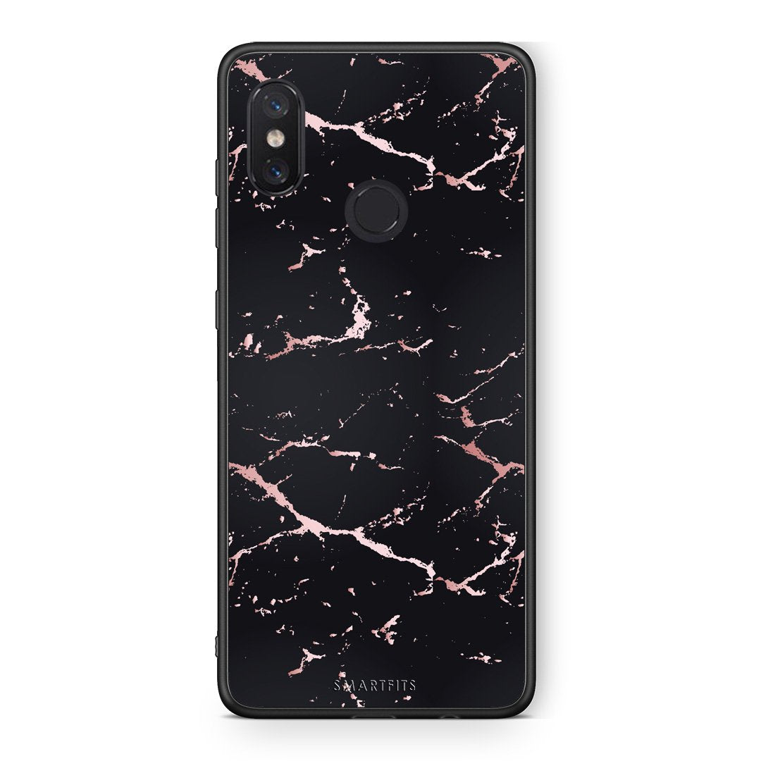 4 - Xiaomi Mi 8 Black Rosegold Marble case, cover, bumper