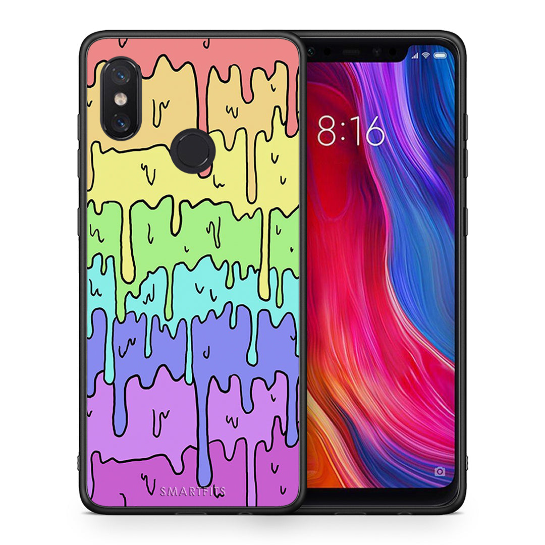 Θήκη Xiaomi Mi 8 Melting Rainbow από τη Smartfits με σχέδιο στο πίσω μέρος και μαύρο περίβλημα | Xiaomi Mi 8 Melting Rainbow case with colorful back and black bezels