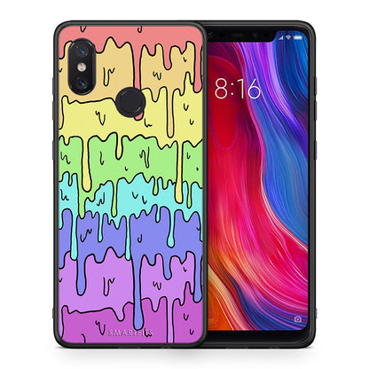 Θήκη Xiaomi Mi 8 Melting Rainbow από τη Smartfits με σχέδιο στο πίσω μέρος και μαύρο περίβλημα | Xiaomi Mi 8 Melting Rainbow case with colorful back and black bezels