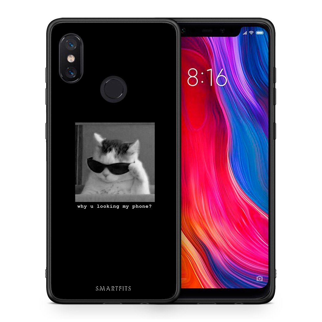 Θήκη Xiaomi Mi 8 Meme Cat από τη Smartfits με σχέδιο στο πίσω μέρος και μαύρο περίβλημα | Xiaomi Mi 8 Meme Cat case with colorful back and black bezels