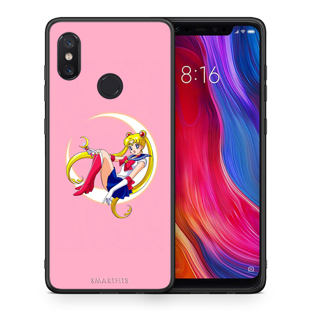 Θήκη Xiaomi Mi 8 Moon Girl από τη Smartfits με σχέδιο στο πίσω μέρος και μαύρο περίβλημα | Xiaomi Mi 8 Moon Girl case with colorful back and black bezels