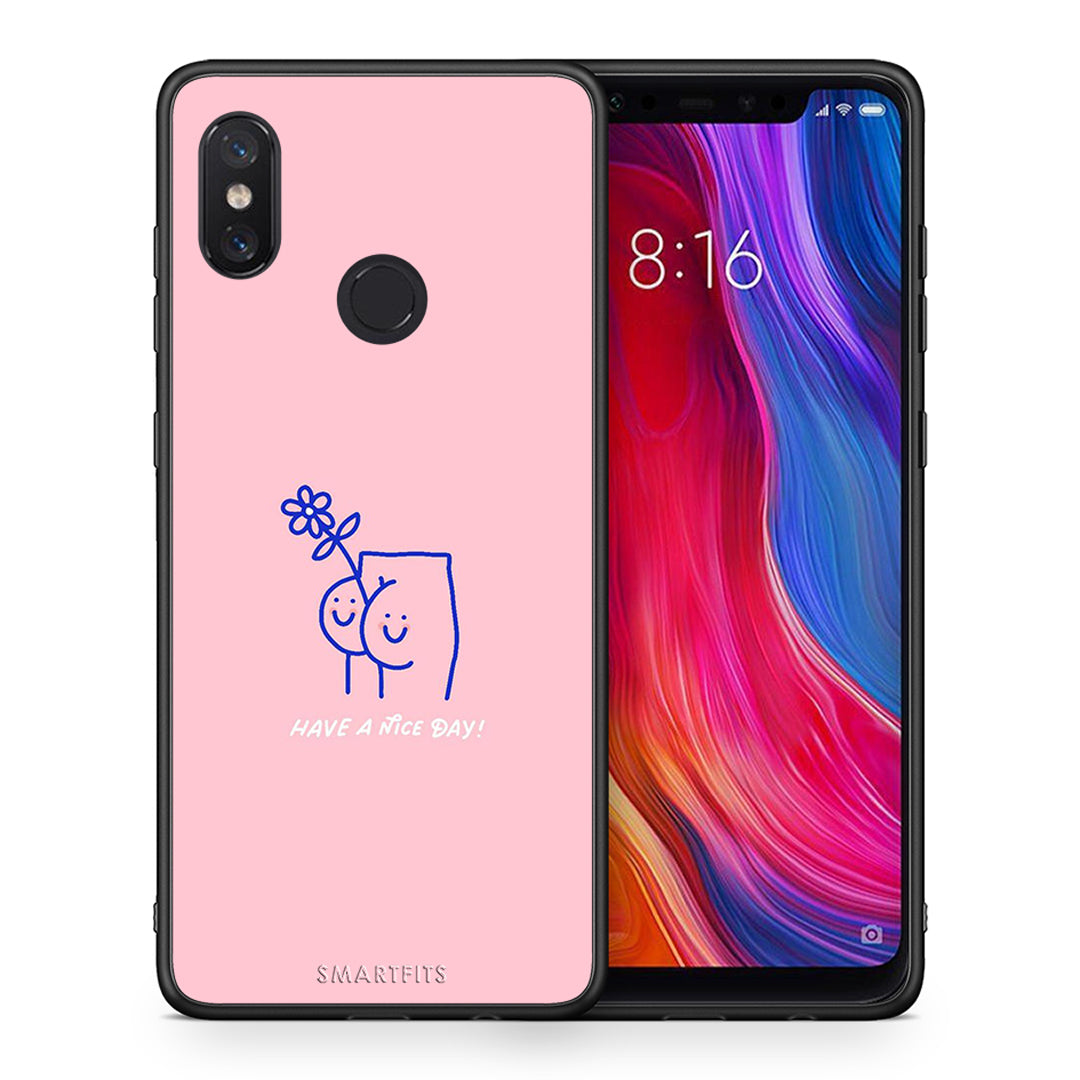 Θήκη Xiaomi Mi 8 Nice Day από τη Smartfits με σχέδιο στο πίσω μέρος και μαύρο περίβλημα | Xiaomi Mi 8 Nice Day case with colorful back and black bezels
