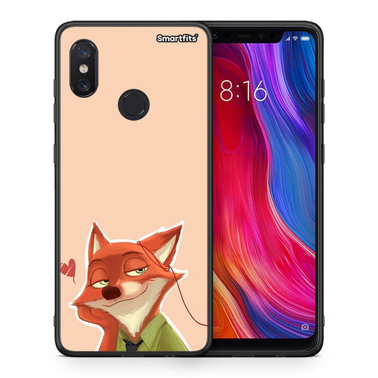 Θήκη Xiaomi Mi 8 Nick Wilde And Judy Hopps Love 1 από τη Smartfits με σχέδιο στο πίσω μέρος και μαύρο περίβλημα | Xiaomi Mi 8 Nick Wilde And Judy Hopps Love 1 case with colorful back and black bezels