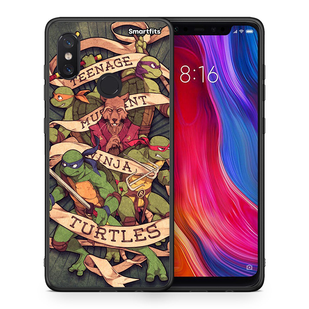 Θήκη Xiaomi Mi 8 Ninja Turtles από τη Smartfits με σχέδιο στο πίσω μέρος και μαύρο περίβλημα | Xiaomi Mi 8 Ninja Turtles case with colorful back and black bezels