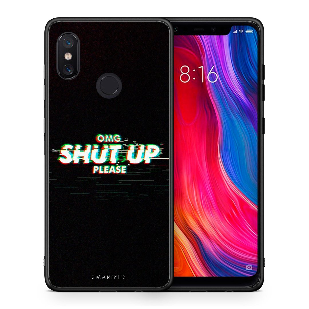 Θήκη Xiaomi Mi 8 OMG ShutUp από τη Smartfits με σχέδιο στο πίσω μέρος και μαύρο περίβλημα | Xiaomi Mi 8 OMG ShutUp case with colorful back and black bezels