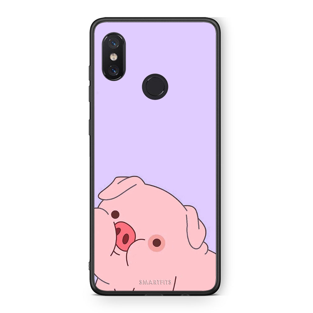 Xiaomi Mi 8 Pig Love 2 Θήκη Αγίου Βαλεντίνου από τη Smartfits με σχέδιο στο πίσω μέρος και μαύρο περίβλημα | Smartphone case with colorful back and black bezels by Smartfits
