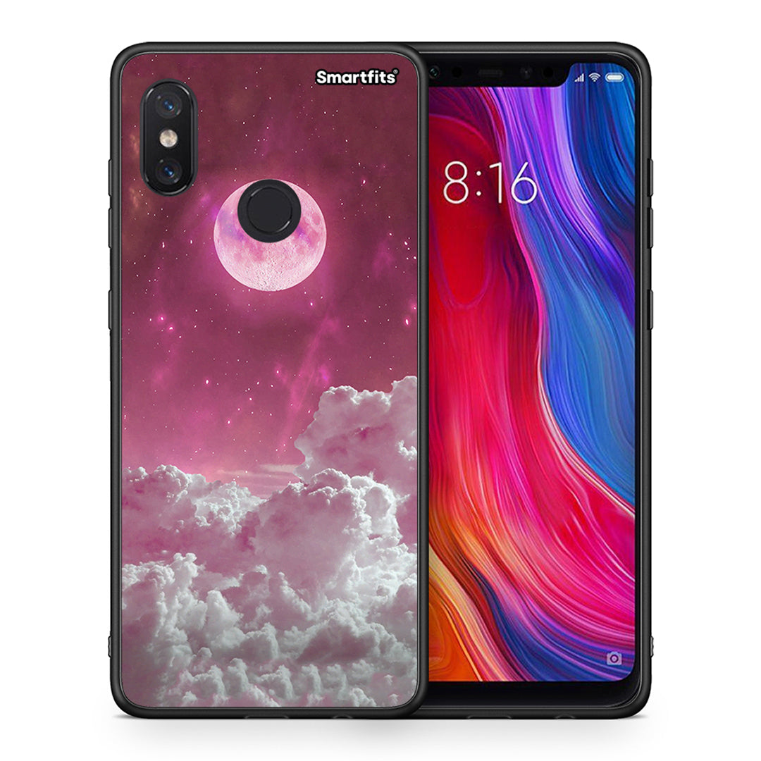 Θήκη Xiaomi Mi 8 Pink Moon από τη Smartfits με σχέδιο στο πίσω μέρος και μαύρο περίβλημα | Xiaomi Mi 8 Pink Moon case with colorful back and black bezels