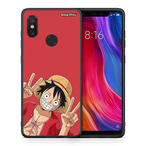 Θήκη Xiaomi Mi 8 Pirate Luffy από τη Smartfits με σχέδιο στο πίσω μέρος και μαύρο περίβλημα | Xiaomi Mi 8 Pirate Luffy case with colorful back and black bezels