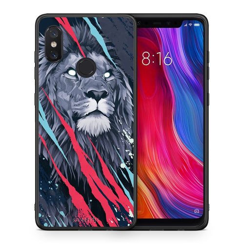 Θήκη Xiaomi Mi 8 Lion Designer PopArt από τη Smartfits με σχέδιο στο πίσω μέρος και μαύρο περίβλημα | Xiaomi Mi 8 Lion Designer PopArt case with colorful back and black bezels