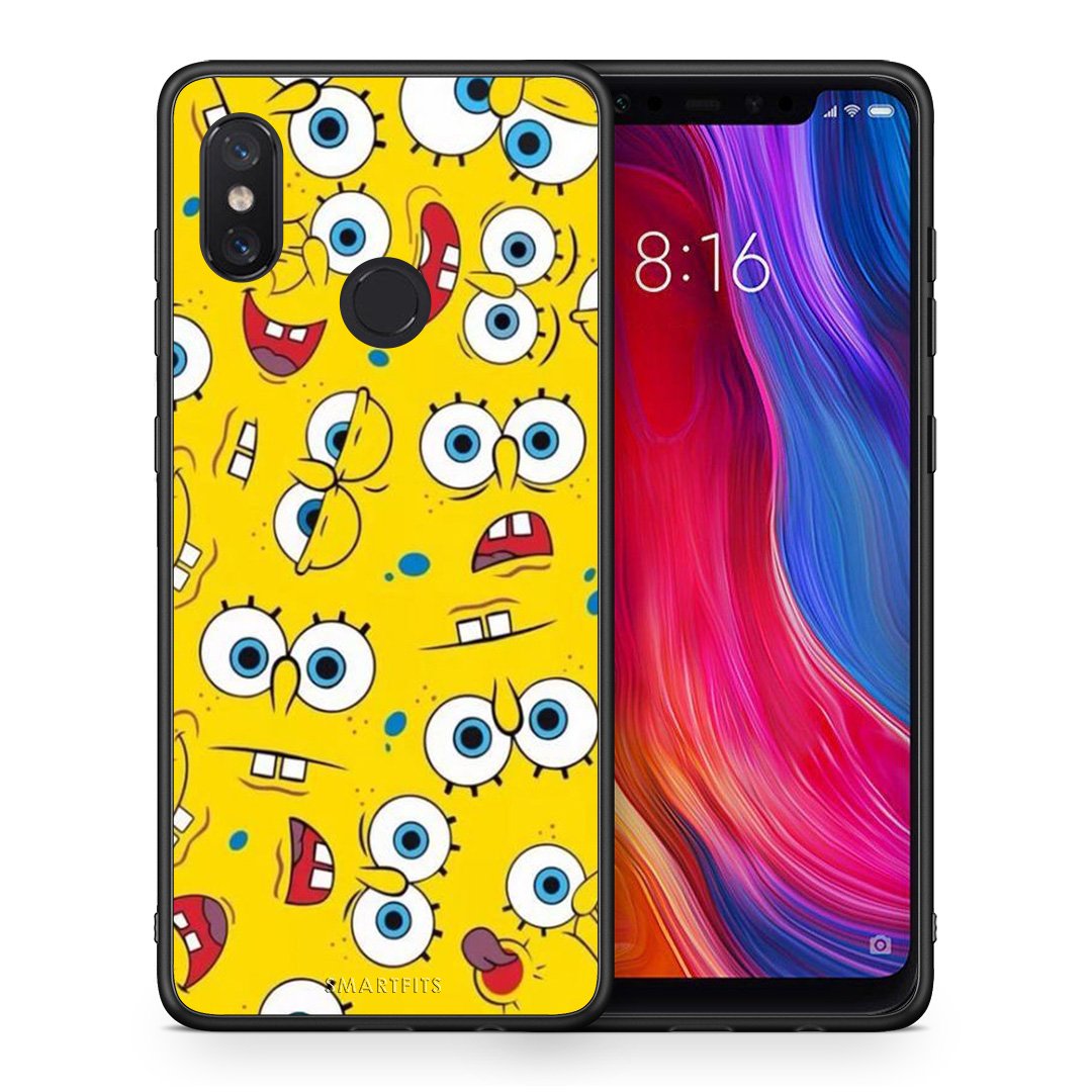 Θήκη Xiaomi Mi 8 Sponge PopArt από τη Smartfits με σχέδιο στο πίσω μέρος και μαύρο περίβλημα | Xiaomi Mi 8 Sponge PopArt case with colorful back and black bezels