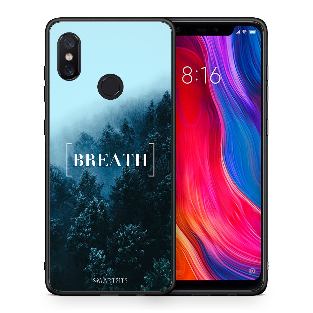 Θήκη Xiaomi Mi 8 Breath Quote από τη Smartfits με σχέδιο στο πίσω μέρος και μαύρο περίβλημα | Xiaomi Mi 8 Breath Quote case with colorful back and black bezels