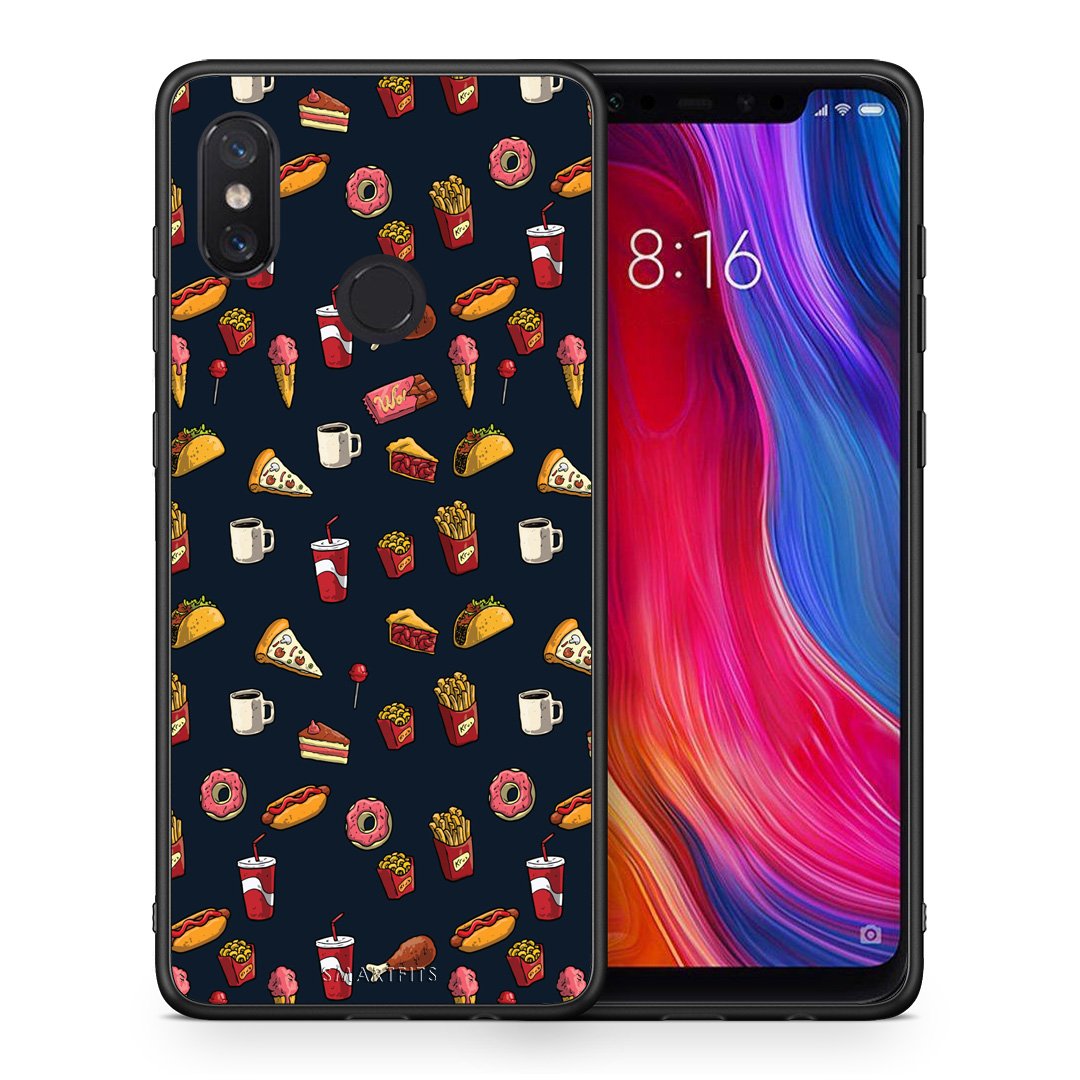 Θήκη Xiaomi Mi 8 Hungry Random από τη Smartfits με σχέδιο στο πίσω μέρος και μαύρο περίβλημα | Xiaomi Mi 8 Hungry Random case with colorful back and black bezels