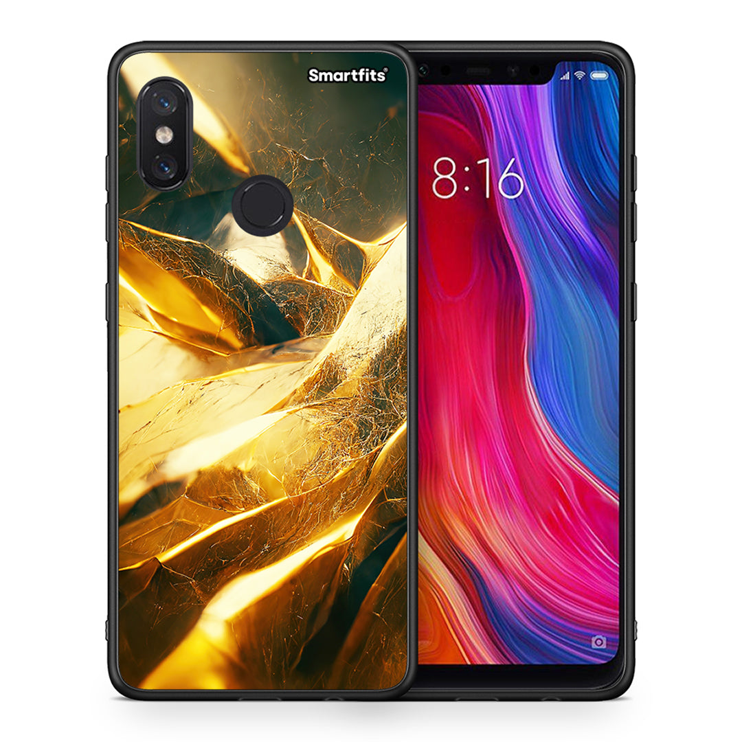 Θήκη Xiaomi Mi 8 Real Gold από τη Smartfits με σχέδιο στο πίσω μέρος και μαύρο περίβλημα | Xiaomi Mi 8 Real Gold case with colorful back and black bezels