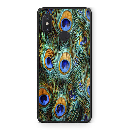 Xiaomi Mi 8 Real Peacock Feathers θήκη από τη Smartfits με σχέδιο στο πίσω μέρος και μαύρο περίβλημα | Smartphone case with colorful back and black bezels by Smartfits