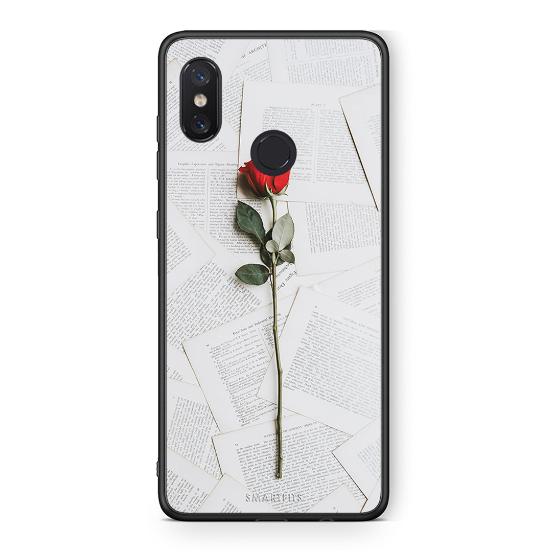 Xiaomi Mi 8 Red Rose θήκη από τη Smartfits με σχέδιο στο πίσω μέρος και μαύρο περίβλημα | Smartphone case with colorful back and black bezels by Smartfits