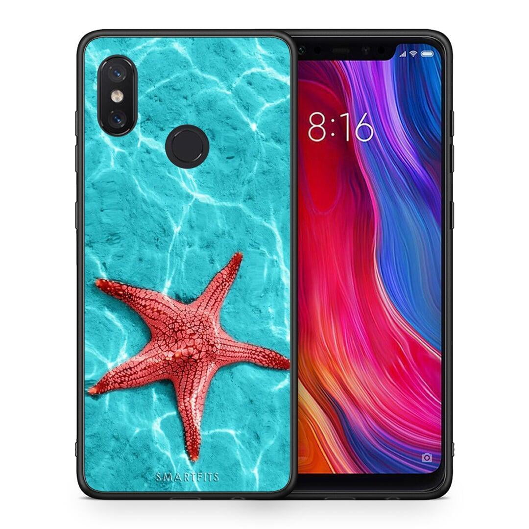 Θήκη Xiaomi Mi 8 Red Starfish από τη Smartfits με σχέδιο στο πίσω μέρος και μαύρο περίβλημα | Xiaomi Mi 8 Red Starfish case with colorful back and black bezels