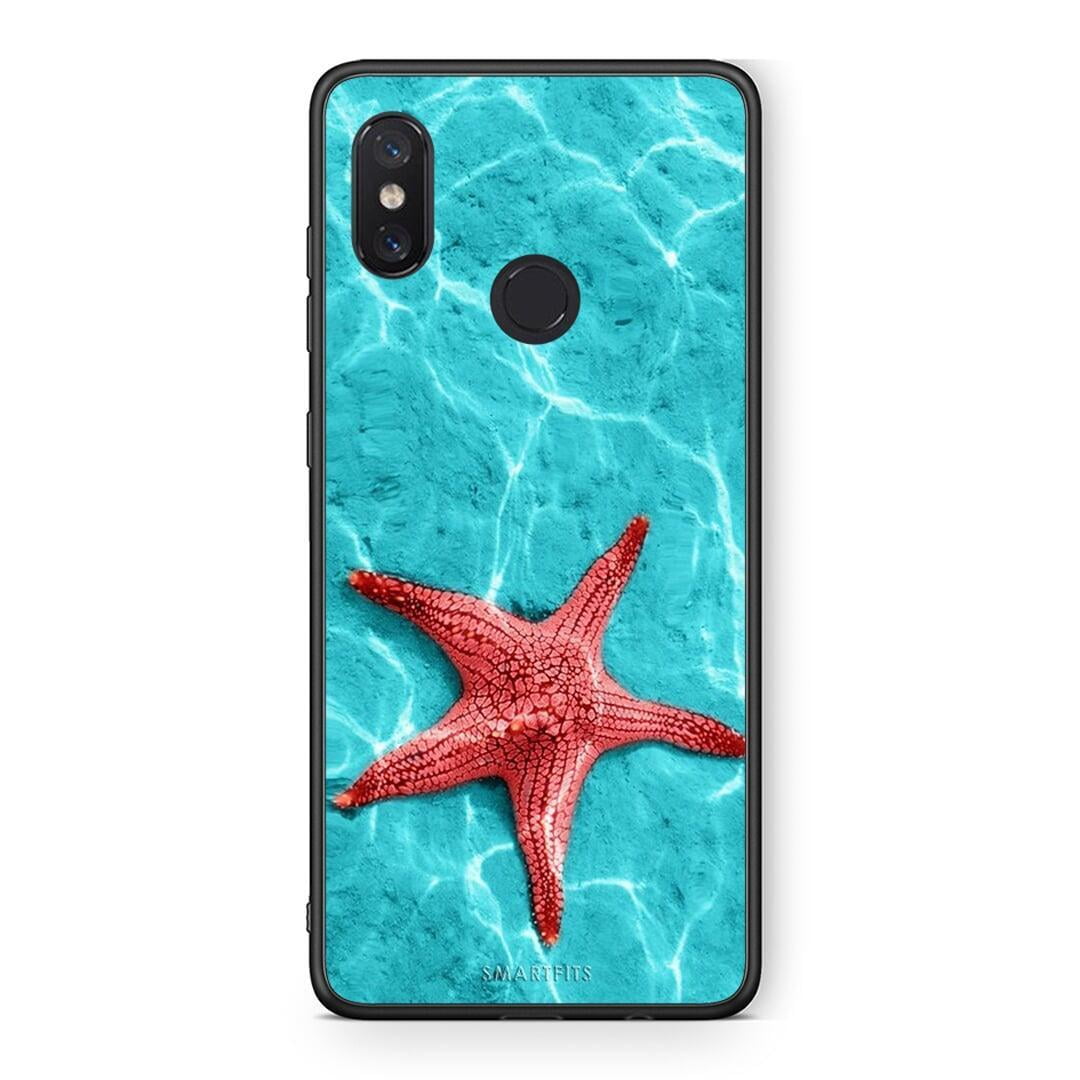 Xiaomi Mi 8 Red Starfish Θήκη από τη Smartfits με σχέδιο στο πίσω μέρος και μαύρο περίβλημα | Smartphone case with colorful back and black bezels by Smartfits