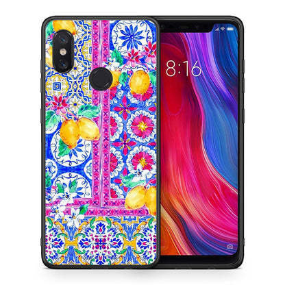 Θήκη Xiaomi Mi 8 Retro Spring από τη Smartfits με σχέδιο στο πίσω μέρος και μαύρο περίβλημα | Xiaomi Mi 8 Retro Spring case with colorful back and black bezels