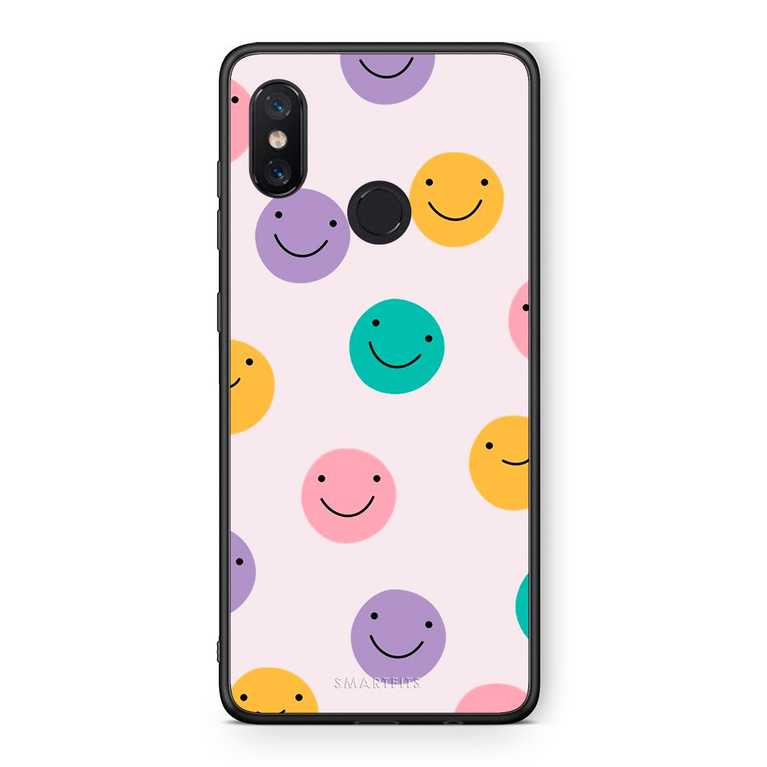 Xiaomi Mi 8 Smiley Faces θήκη από τη Smartfits με σχέδιο στο πίσω μέρος και μαύρο περίβλημα | Smartphone case with colorful back and black bezels by Smartfits