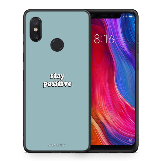 Θήκη Xiaomi Mi 8 Positive Text από τη Smartfits με σχέδιο στο πίσω μέρος και μαύρο περίβλημα | Xiaomi Mi 8 Positive Text case with colorful back and black bezels