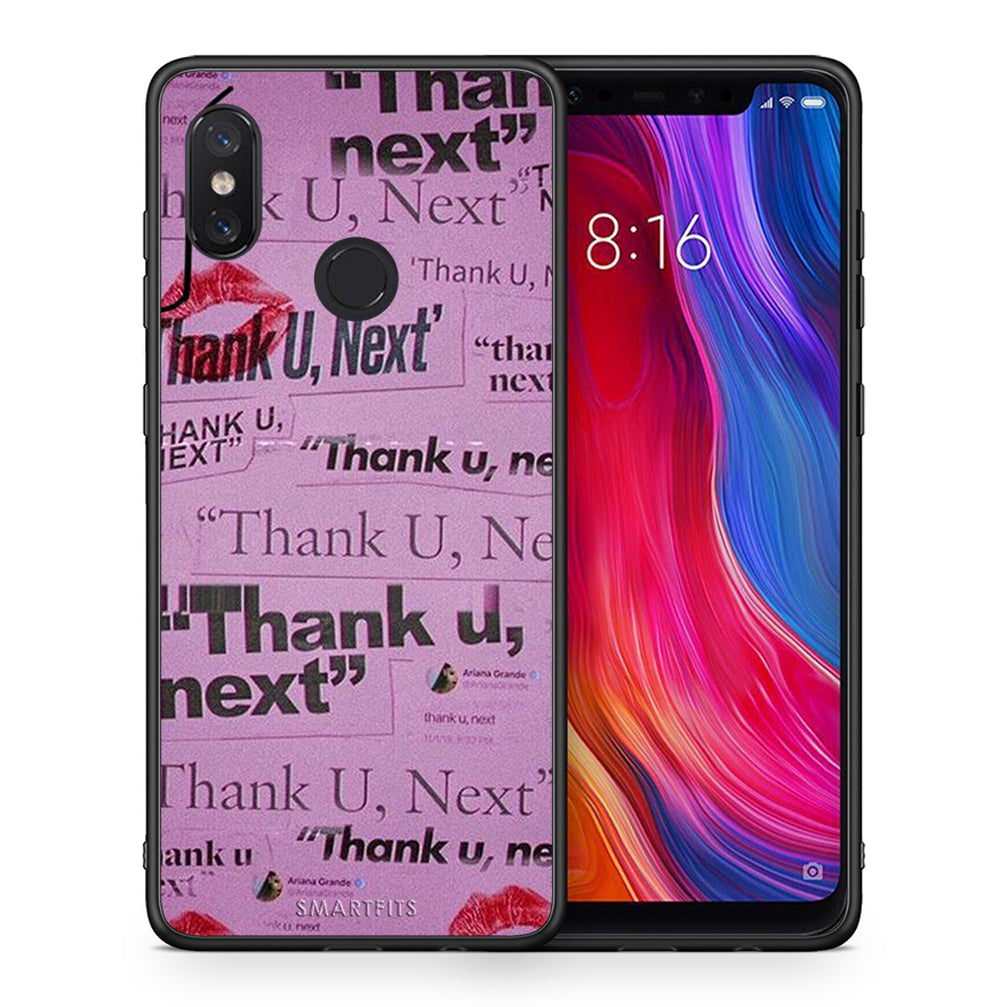 Θήκη Αγίου Βαλεντίνου Xiaomi Mi 8 Thank You Next από τη Smartfits με σχέδιο στο πίσω μέρος και μαύρο περίβλημα | Xiaomi Mi 8 Thank You Next case with colorful back and black bezels