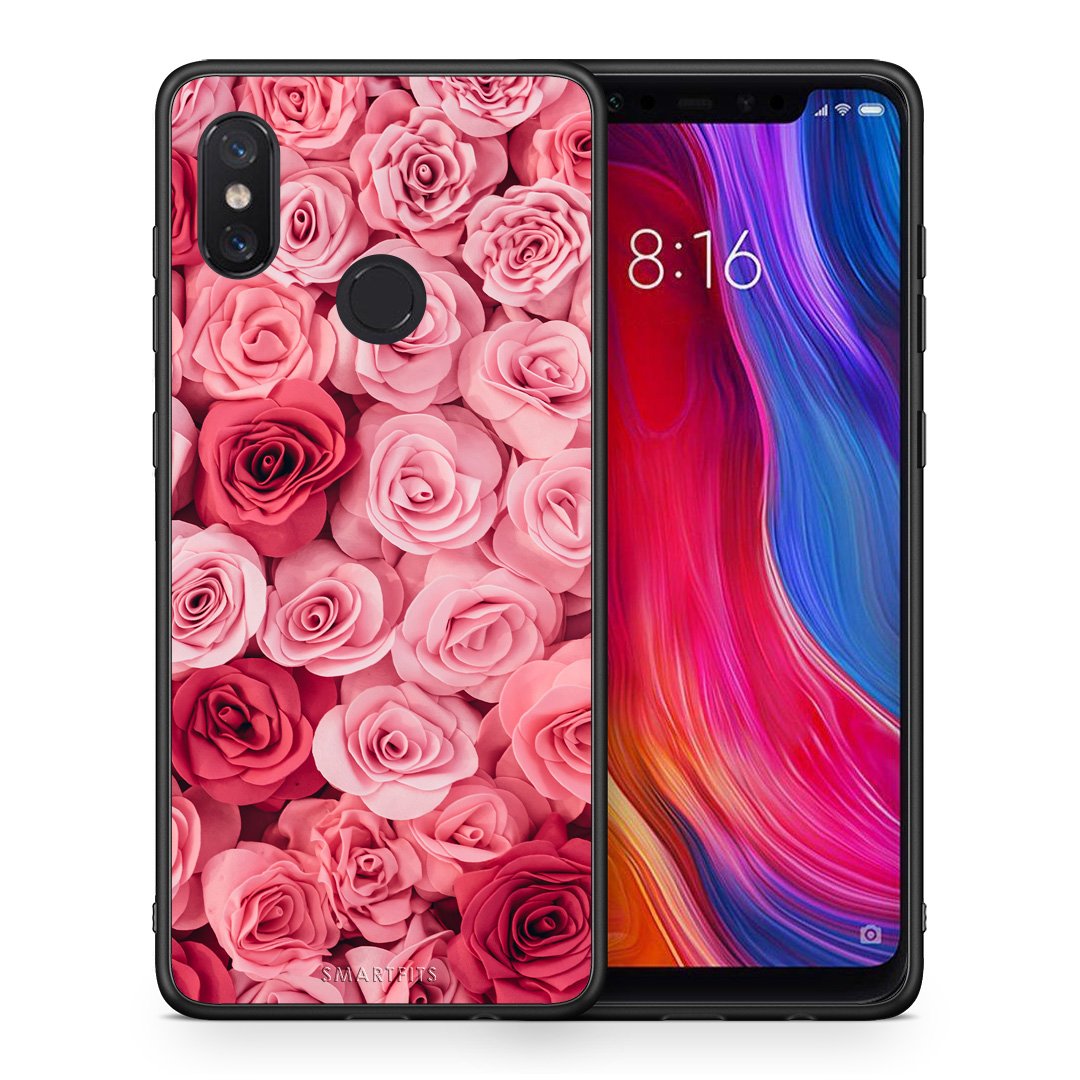 Θήκη Xiaomi Mi 8 RoseGarden Valentine από τη Smartfits με σχέδιο στο πίσω μέρος και μαύρο περίβλημα | Xiaomi Mi 8 RoseGarden Valentine case with colorful back and black bezels