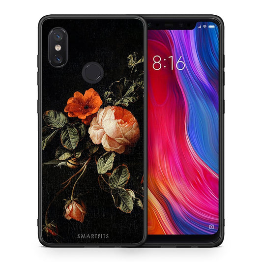 Θήκη Xiaomi Mi 8 Vintage Roses από τη Smartfits με σχέδιο στο πίσω μέρος και μαύρο περίβλημα | Xiaomi Mi 8 Vintage Roses case with colorful back and black bezels