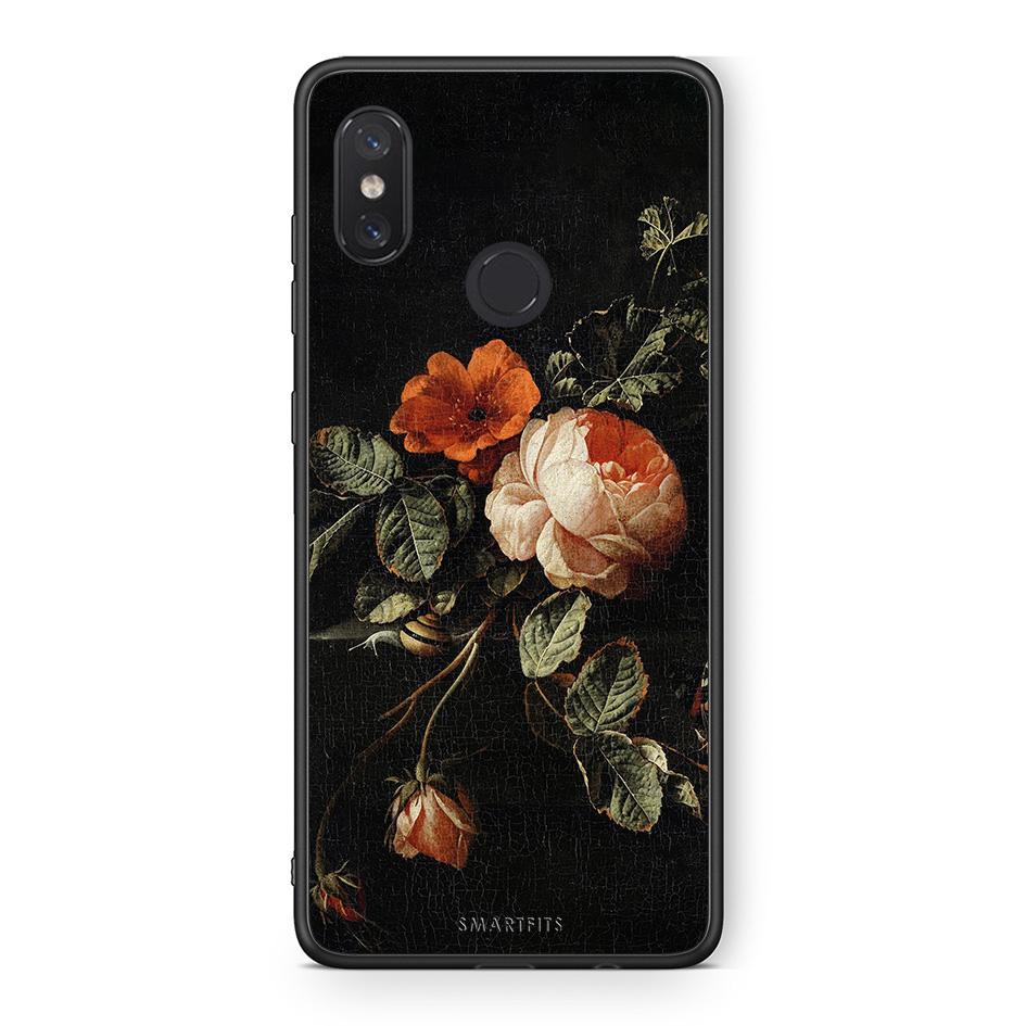 Xiaomi Mi 8 Vintage Roses θήκη από τη Smartfits με σχέδιο στο πίσω μέρος και μαύρο περίβλημα | Smartphone case with colorful back and black bezels by Smartfits